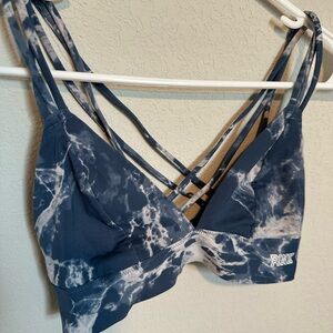 PINK Victoria's Secret Tie-Dye Strappy Bralette - Blue/White
